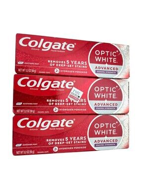 Lot of 3 Colgate Optic White Advanced Soothing Mint Toothpaste 3.2oz